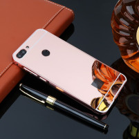Луксозен алуминиев бъмпър с твърд гръб огледален златисто розов гръб за Huawei P Smart FIG-LX1 